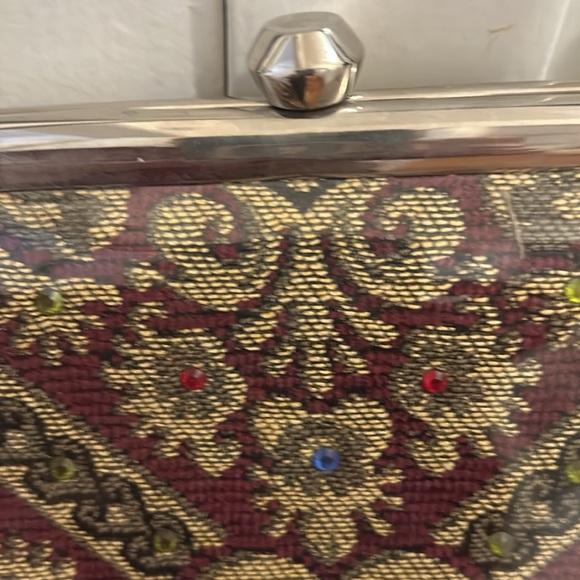 M. Andonia vintage shoulder bag. Burgundy with blue, red, yellow rhinestones. - Picture 7 of 7